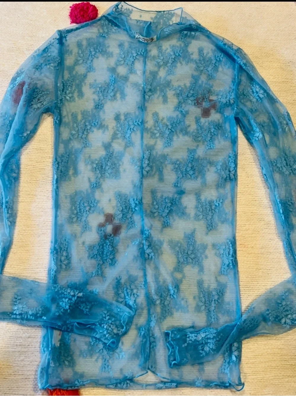 NEW Intimately Free People Lady Lux lace layering top in blue bell XS